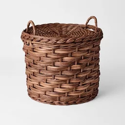 Round Chunky Straight Rattan Basket Dark Brown - Threshold™ designed with Studio McGee | Target