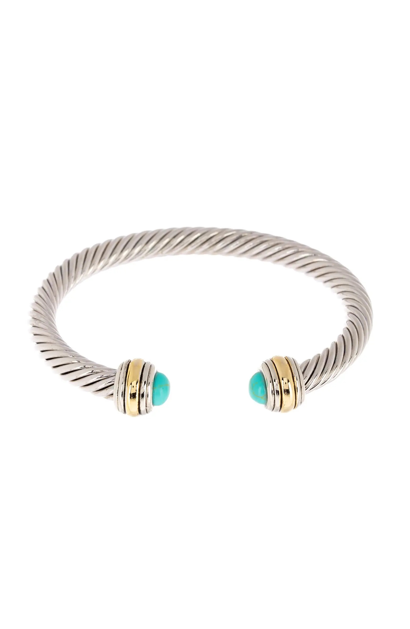 MESHMERISE Two-Tone Twisted Cable Turquoise Cuff Bracelet | Nordstromrack | Nordstrom Rack