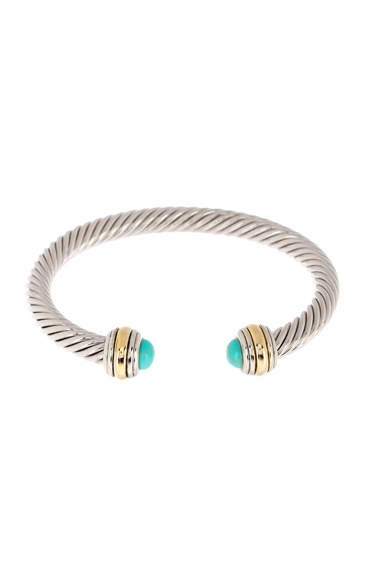 MESHMERISE Two-Tone Twisted Cable Turquoise Cuff Bracelet | Nordstromrack | Nordstrom Rack