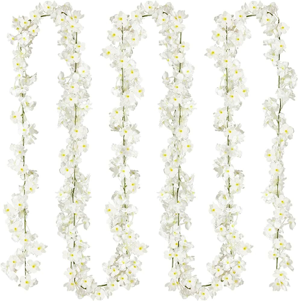 Sggvecsy Cherry Blossom Garland Artificial Cherry Flower Vines 2 Pack Hanging Silk Flowers Garlan... | Amazon (US)