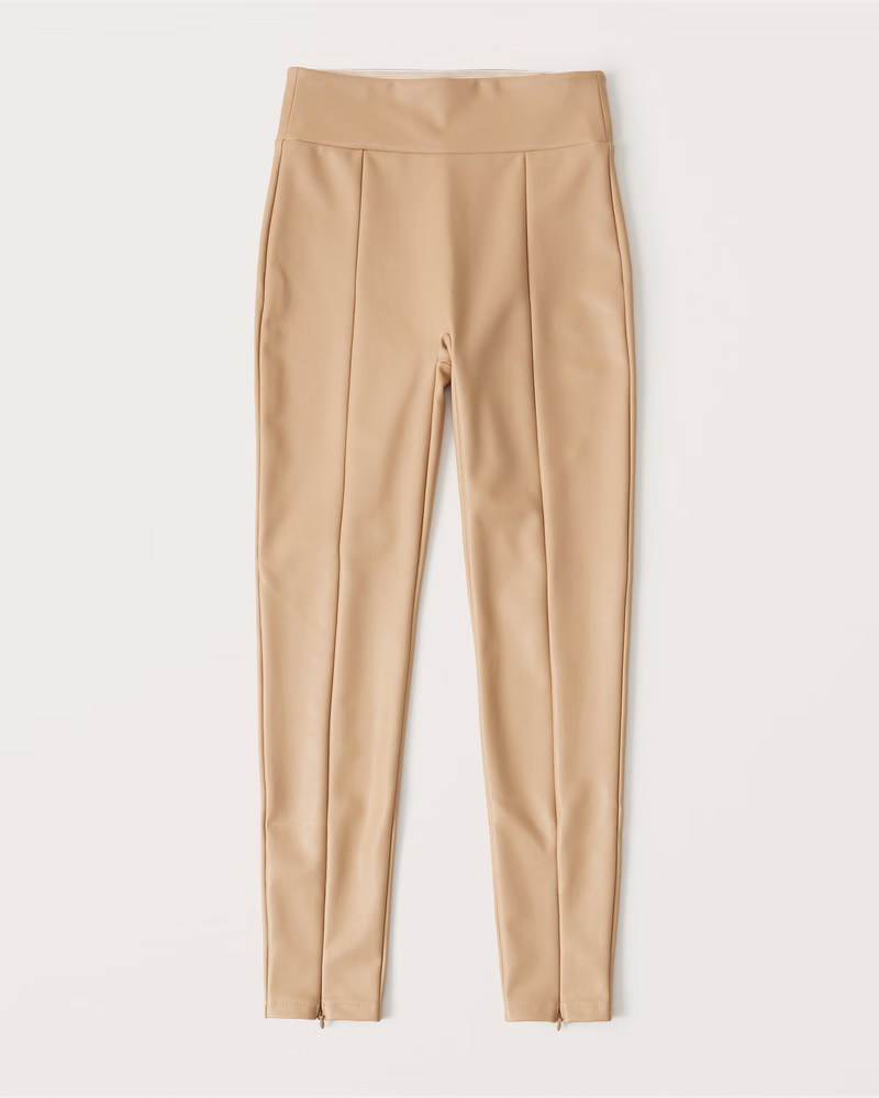 Vegan Leather Zip-Ankle Leggings | Abercrombie & Fitch (US)