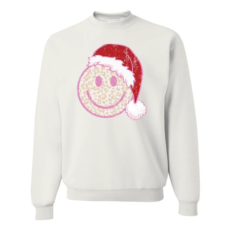 'Leopard Smiley Santa' Crewneck Sweatshirt | United Monograms