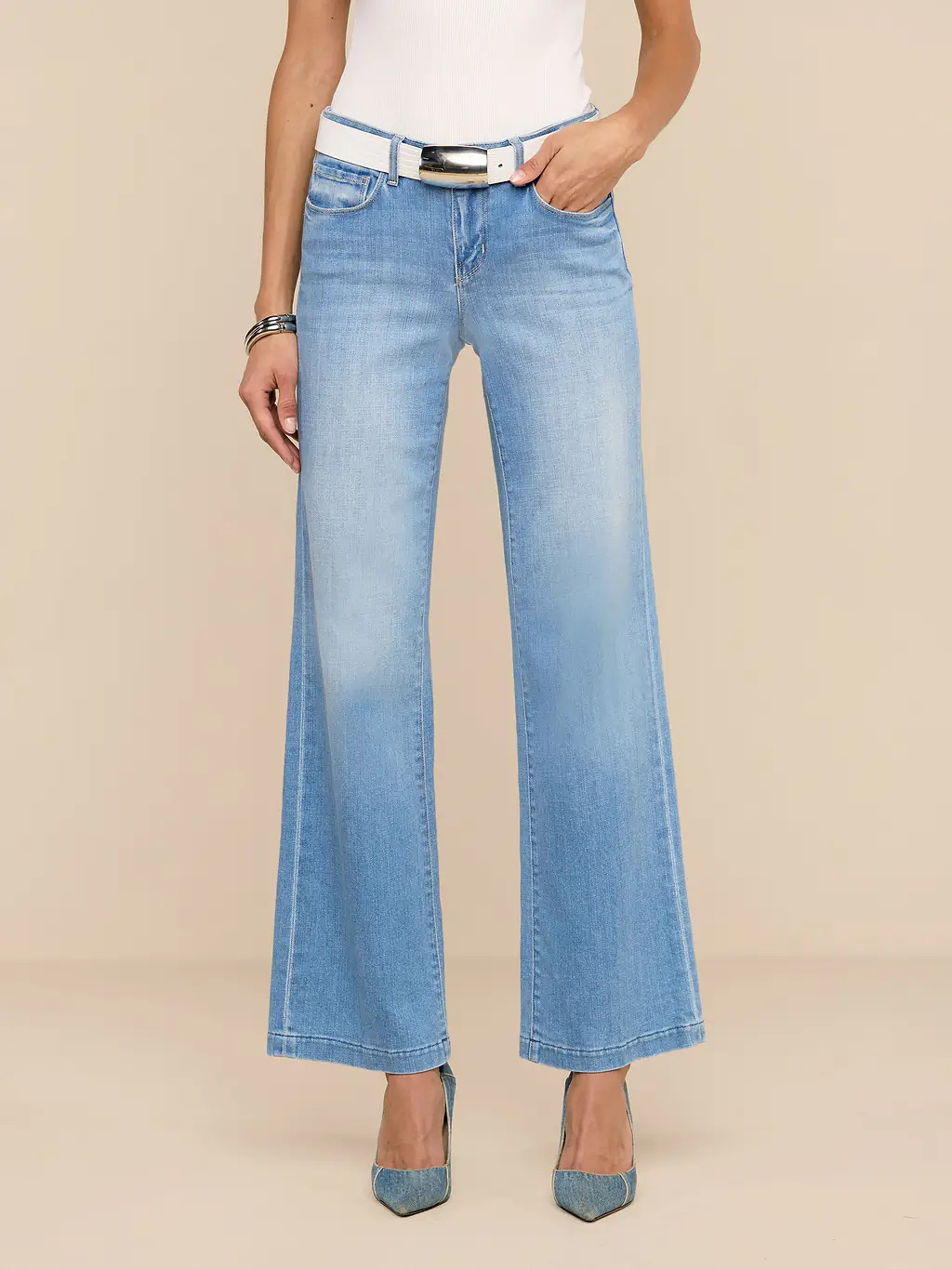 Joanne Low-Rise Wide-Leg Jean in Pacific | L'AGENCE | L'Agence