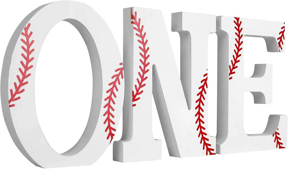 Baseball Wood ONE Sign, Decorative Wooden Block Word Signs, Freestanding Wooden Letters,Set of 3 ... | Amazon (US)