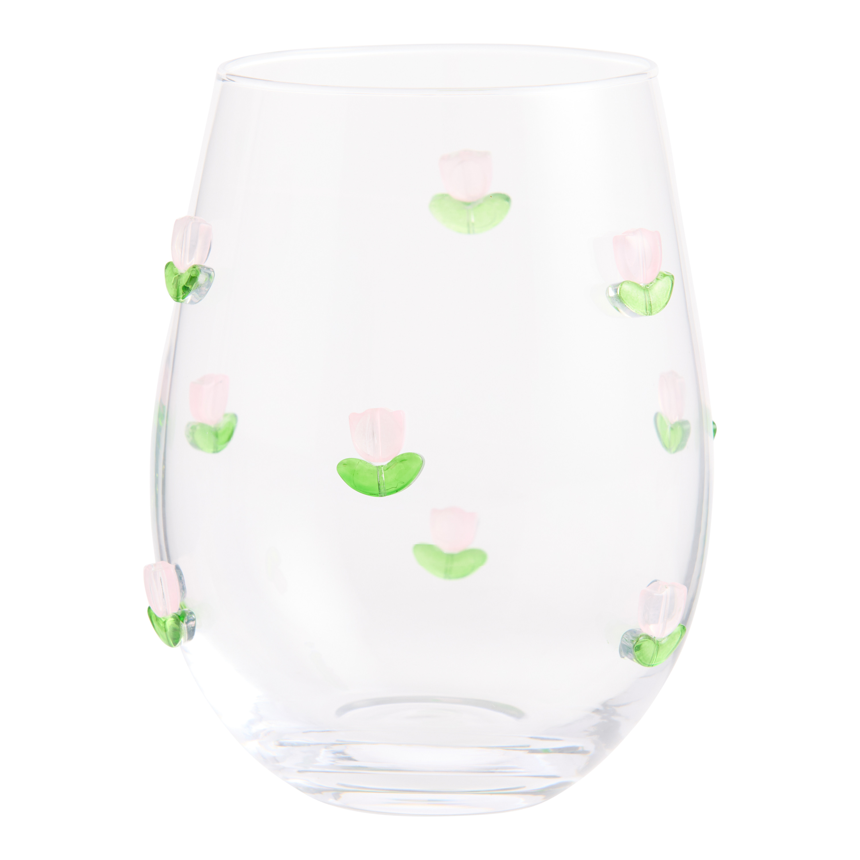 Pink Tulip Dimensional Stemless Wine Glass | World Market
