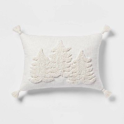 14"x20" Christmas Tufted Tree Oblong Decorative Throw Pillow Cream - Threshold™ | Target