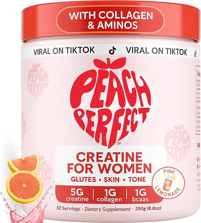 Peach Perfect Creatine for Women Booty Gain, Muscle Builder, Energy Boost, Pink Lemonade, Cogniti... | Amazon (US)