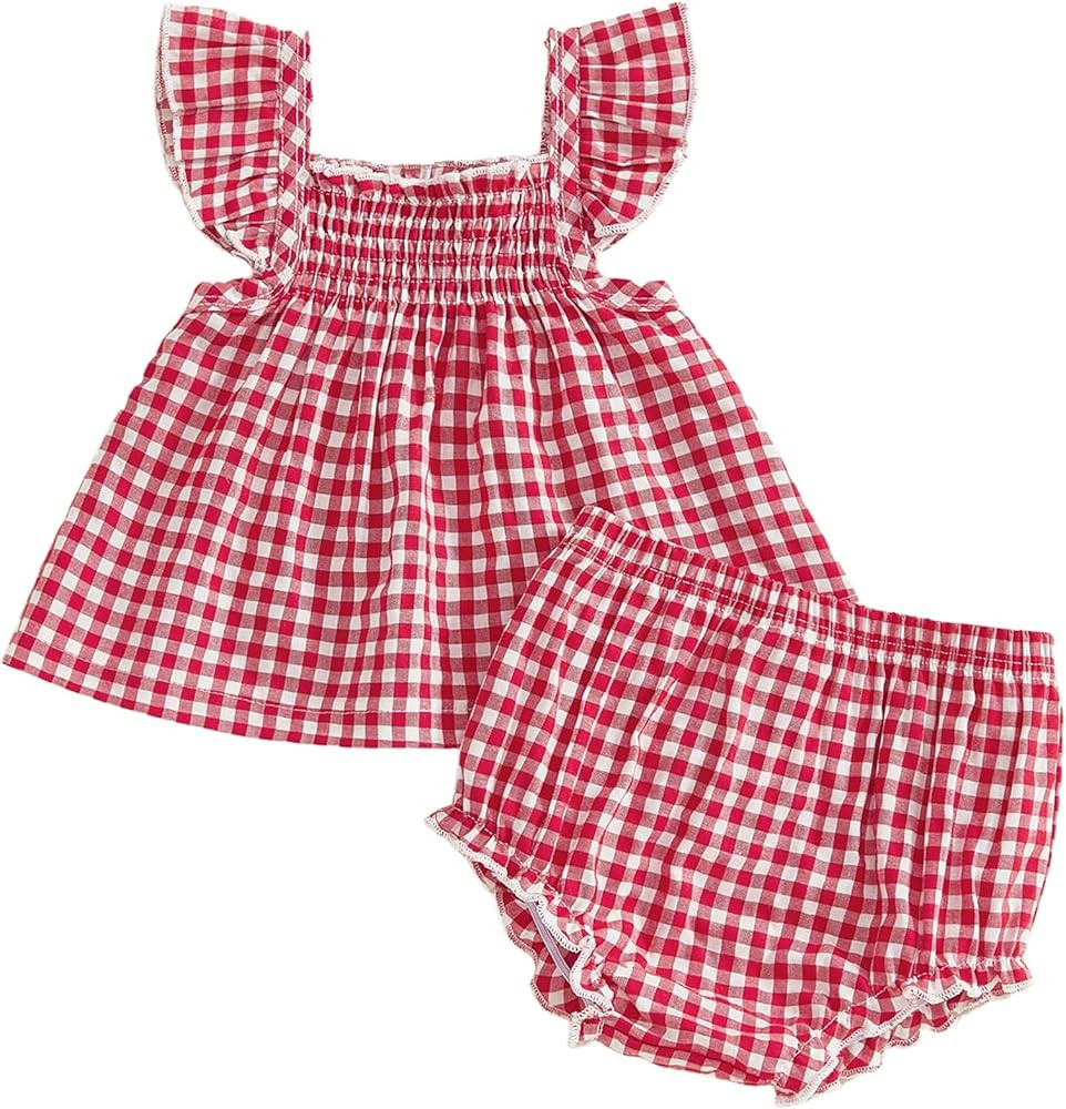 Mubineo Baby Girl Summer Clothes Cute Ruffle Tops Dress Shorts Outfits Set Infant Toddler Shirt B... | Amazon (US)