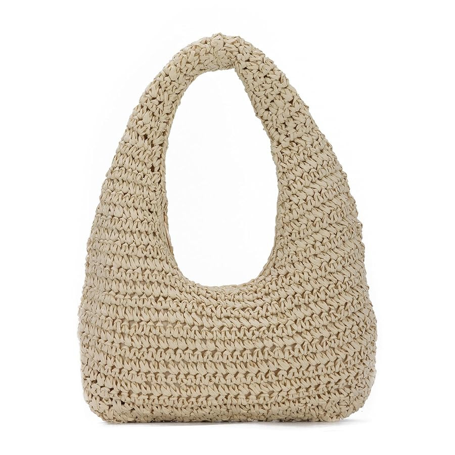 Lanpet Summer Beach Straw Hobo Bag for Women 2025 Casual Raffia Vacation Tote HandBag | Amazon (US)