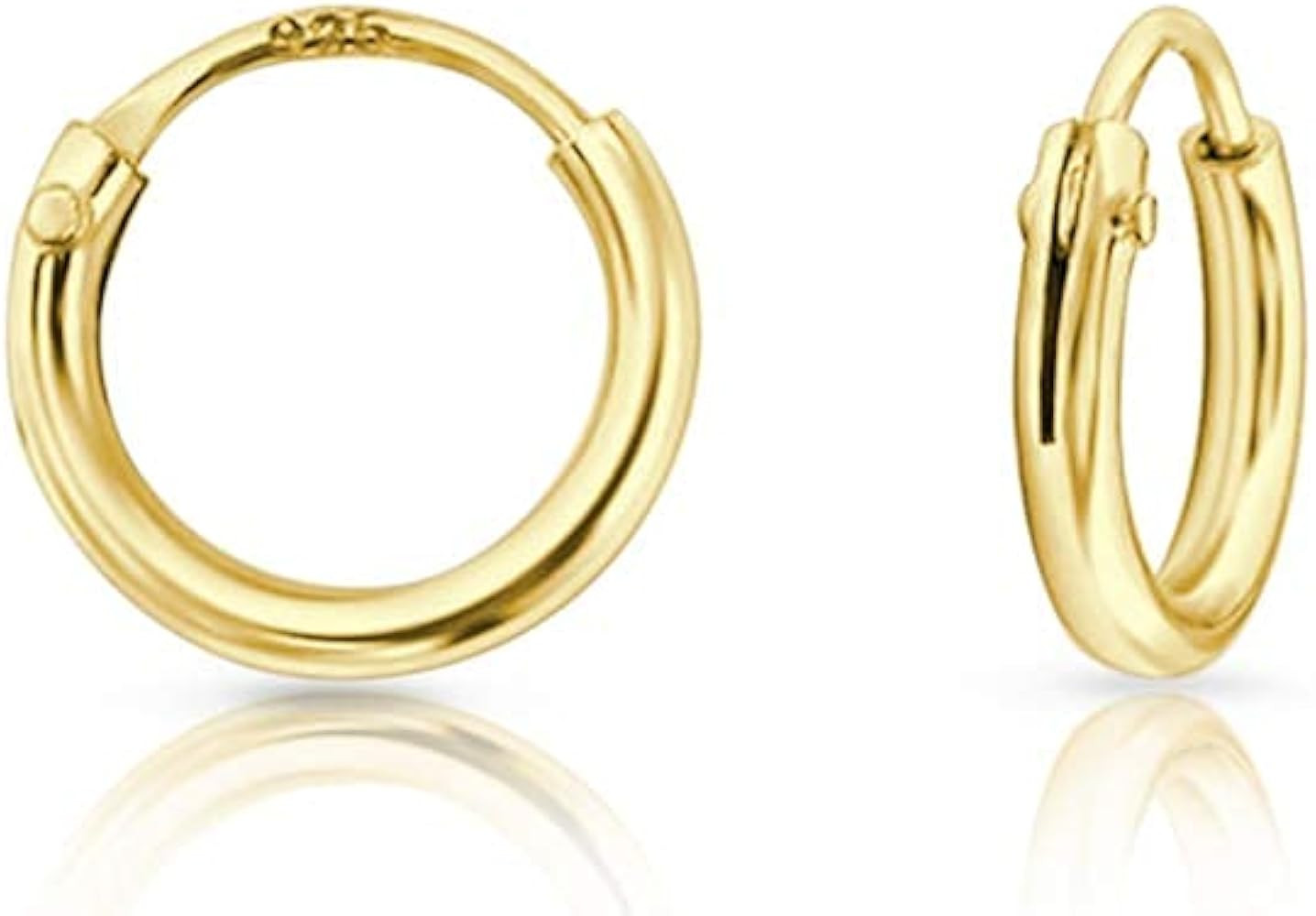 24K Gold Plated 925 Sterling Silver Hoop Earrings for Women Mens Girls - Gold Sleeper Earrings - ... | Amazon (UK)