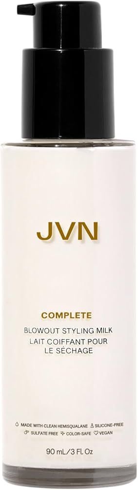 JVN Complete Blowout Styling Milk Heat Protector Cream, Anti-Humidity, Smooths Protects, 3 Fluid ... | Amazon (US)