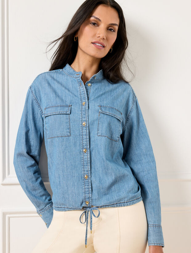 Tie Front Denim Top | Talbots