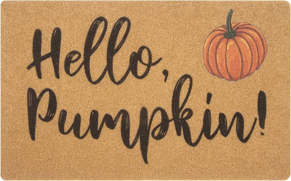 Hello-Pumpkin-Welcome-Doormat for Fall-Outdoor-Entrance - Coir-Front-Door-Mat with Non-Slip Backi... | Amazon (US)