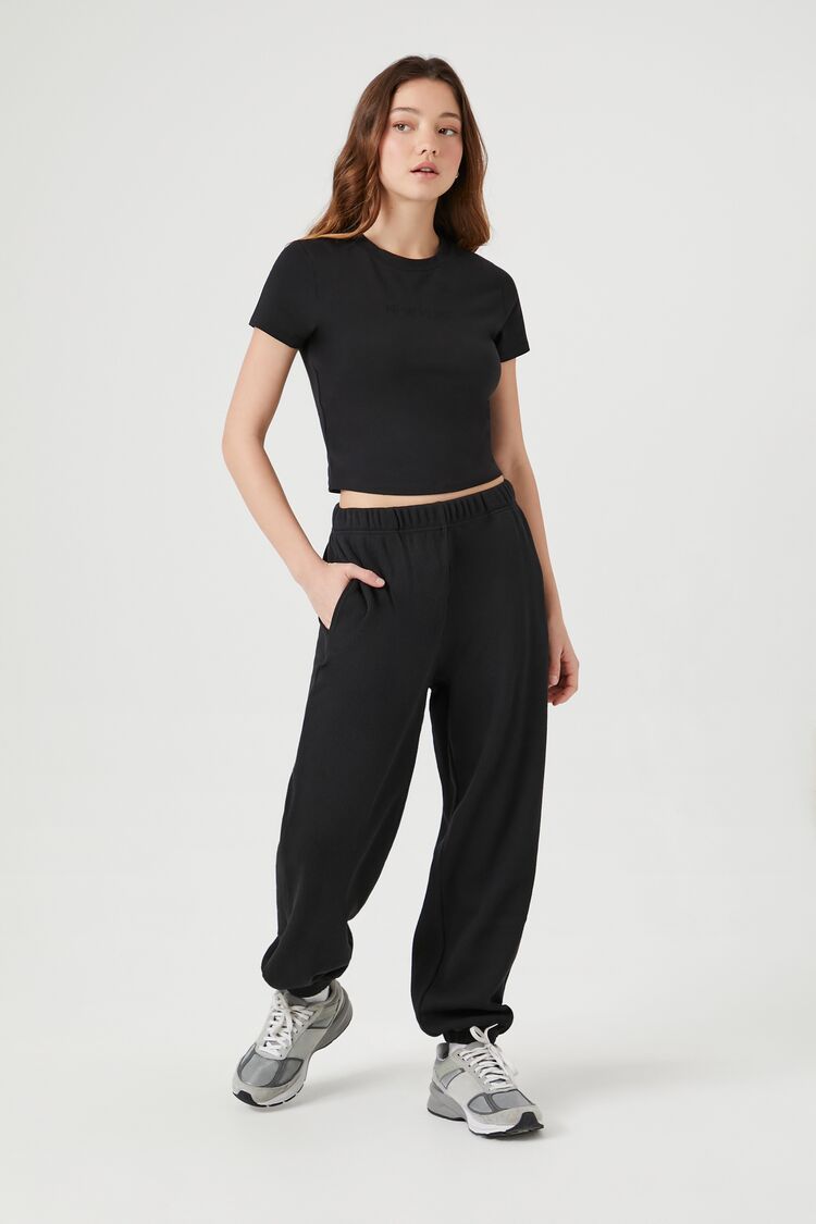 Cotton-Blend High-Rise Joggers | Forever 21