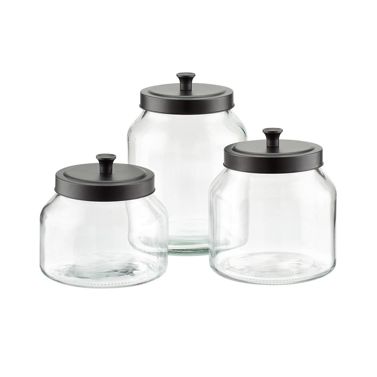 3.2 qt. Glass Canister Black Matte Lid | The Container Store