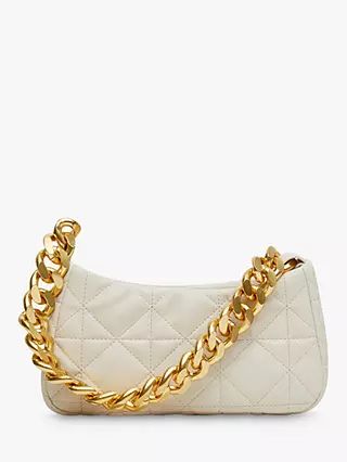 Mango Chess Quilted Chain Strap Bag, Natural White | John Lewis (UK)