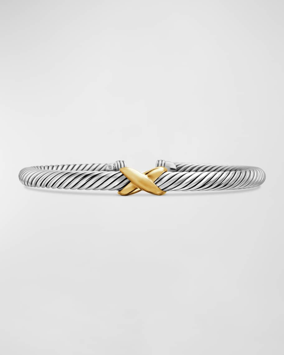David Yurman Cable Bracelet in Silver with 14K Gold, 5mm | Neiman Marcus