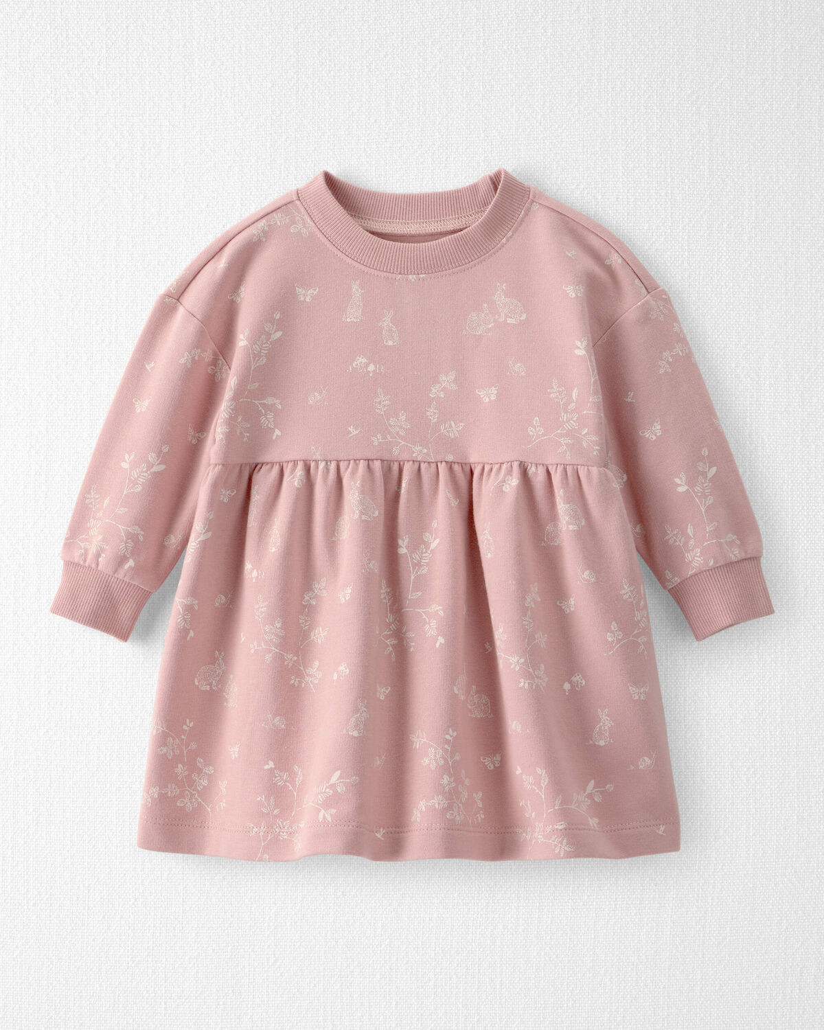 Baby Girl Organic Cotton French Terry Dress in Pink Bunnies Print | Carter's Inc