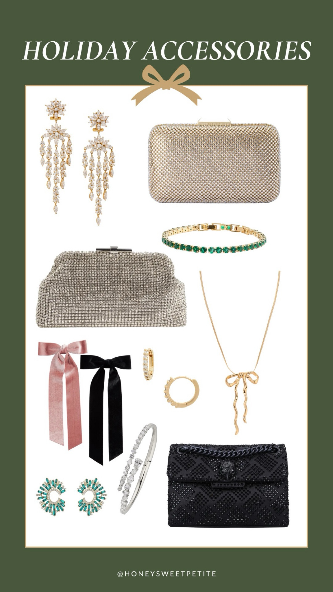 Holiday accessories! 

Holiday purse
Holiday clutch 
Holiday style
Hair bow 
Holiday jewelry 

Honey sweet petite 

#LTKSeasonal #LTKStyleTip #LTKHoliday