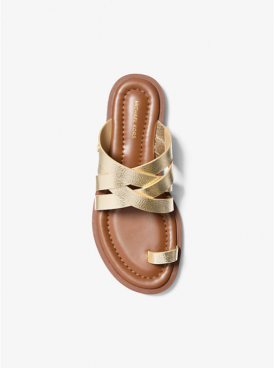 Nora Metallic Pebbled Leather Sandal | Michael Kors US