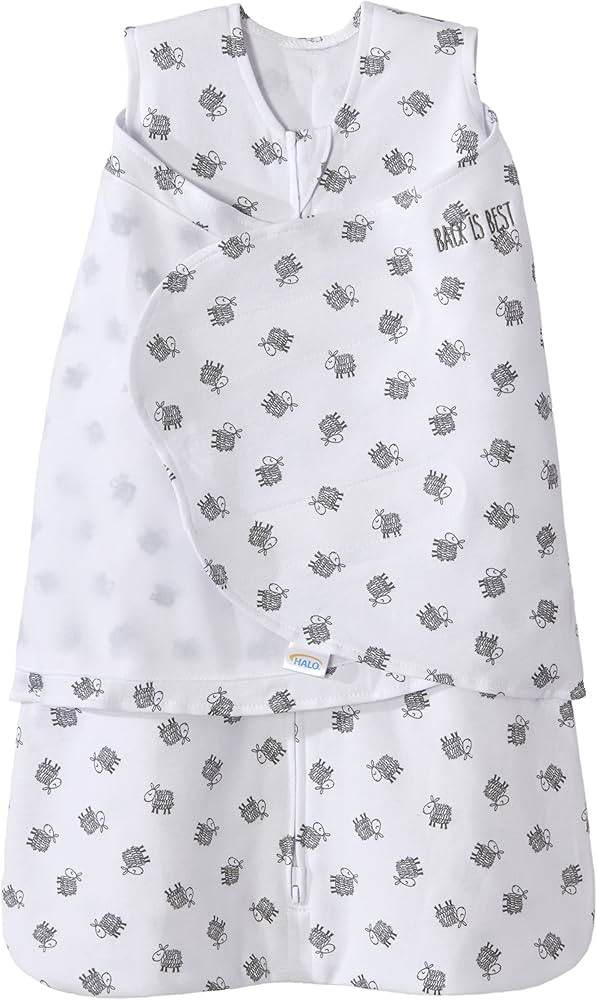 HALO 100% Cotton Sleepsack Swaddle, 3-Way Adjustable Wearable Blanket, TOG 1.5, Lamb Scribble Whi... | Amazon (US)