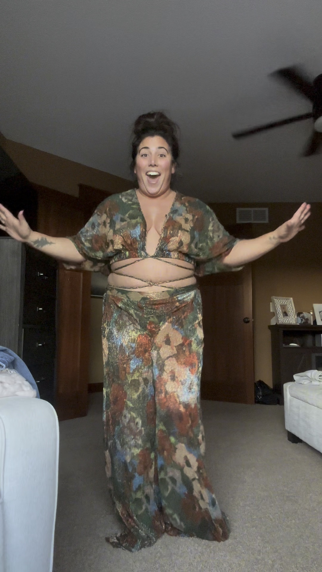 What’s a stronger word than obsessed? Cause whatever that work is, that’s how I feel about this metallic floral set from 12th Tribe.

It’s 1 degree in MN today but I’m dreaming of me, and a beach, and this outfit, with a tan and a mai tai for my upcoming trip in February 🥰

I’m 5’2”. Wearing an XL in both pieces. Maybe could have gone with a L for the pants purely because of the length. But the top is per👏fact👏

#LTKPlusSize #LTKTravel #LTKSeasonal