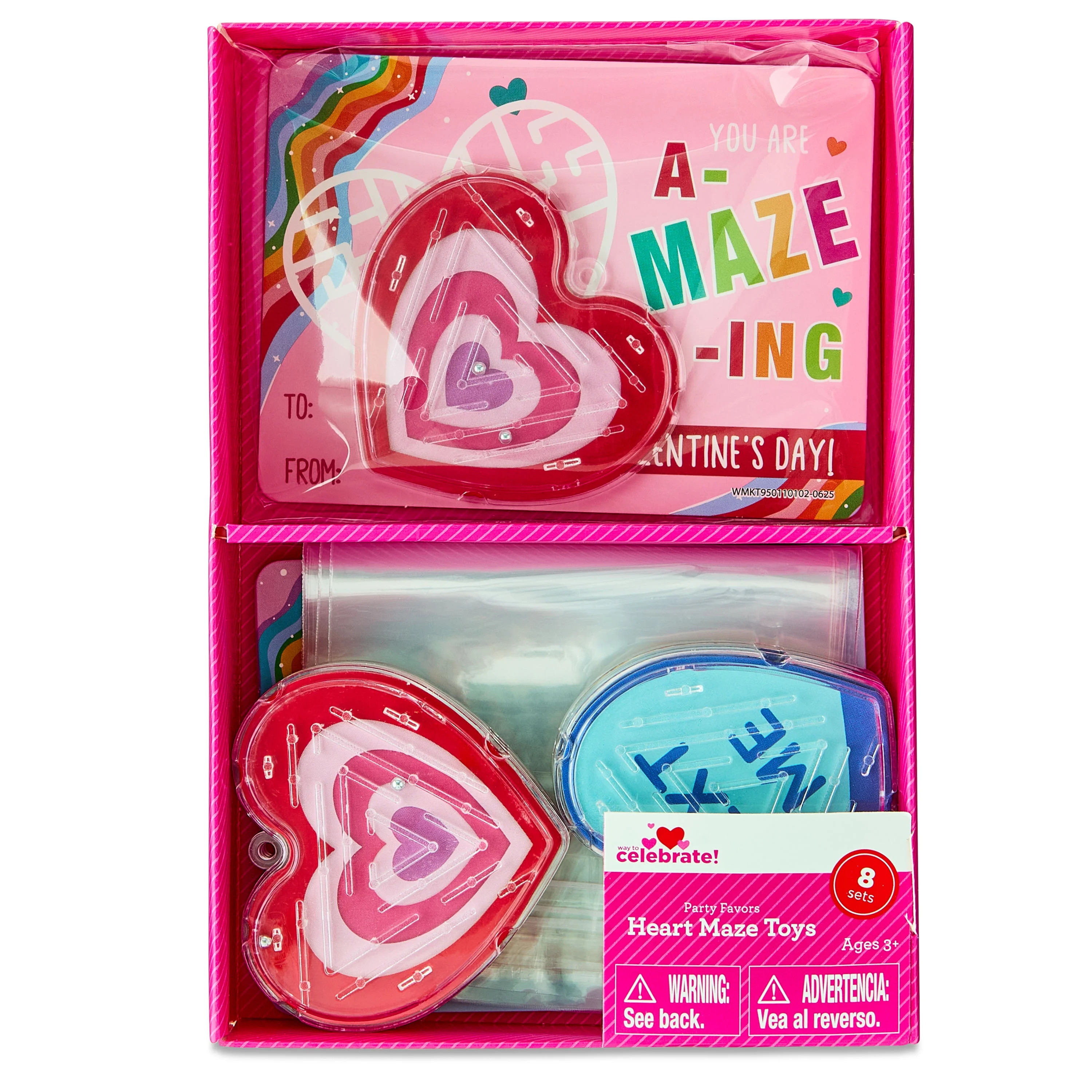 Classroom Exchange Cards with Heart Maze Toys Party Favors, Multicolor, 8 Count, Valentine's Day ... | Walmart (US)
