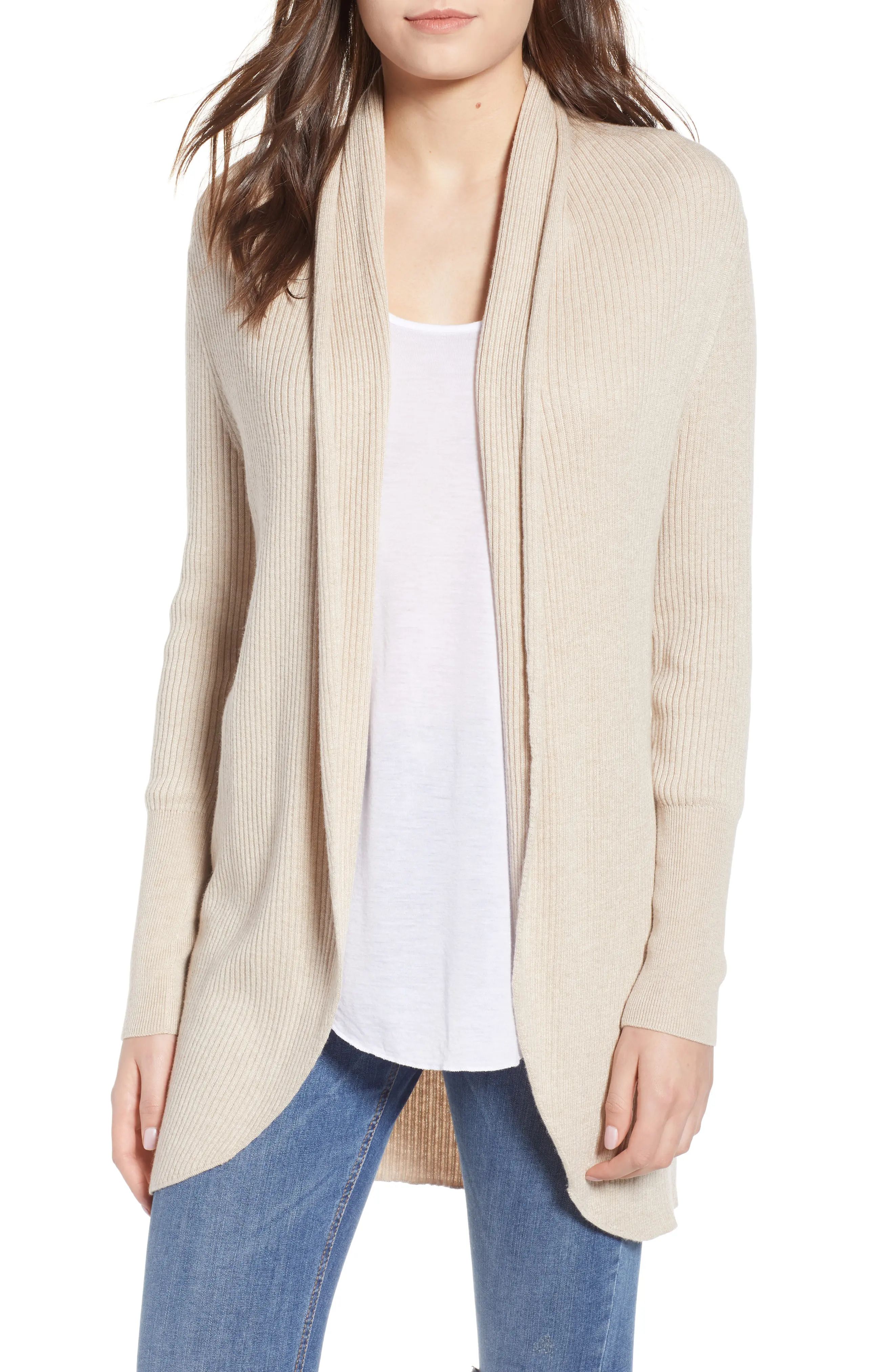 Leith Ribbed Shawl Cocoon Sweater | Nordstrom