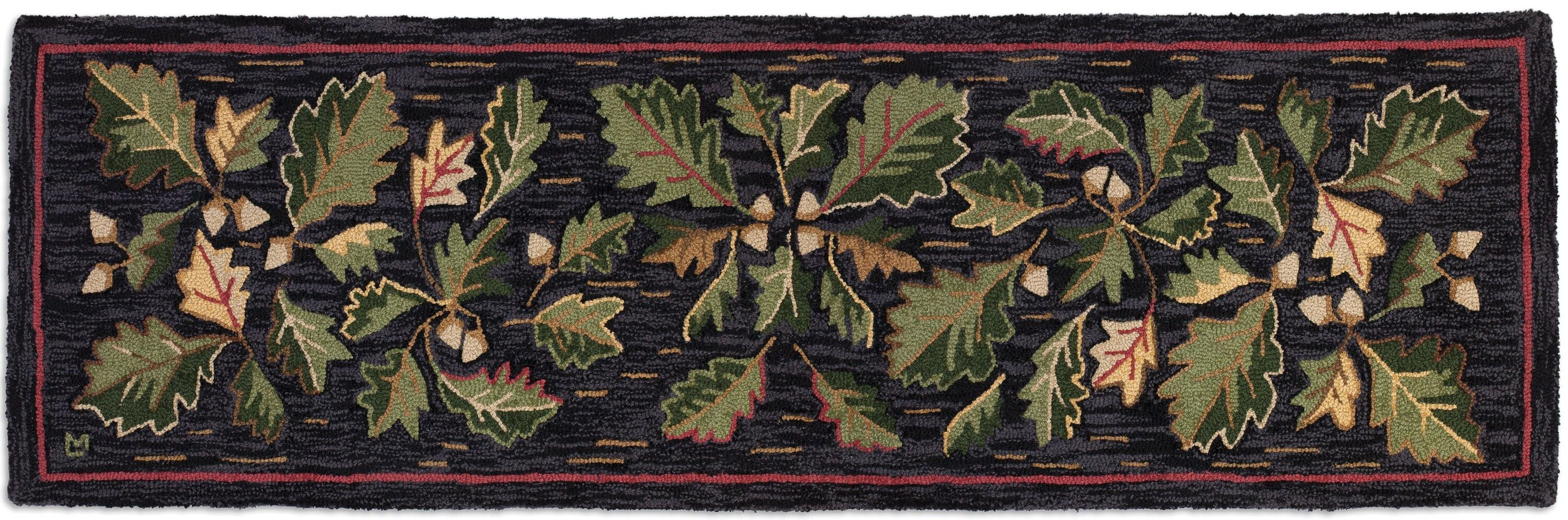 Acorns and Leaves Hooked Wool Rug, 2.5x8' | Plow & Hearth