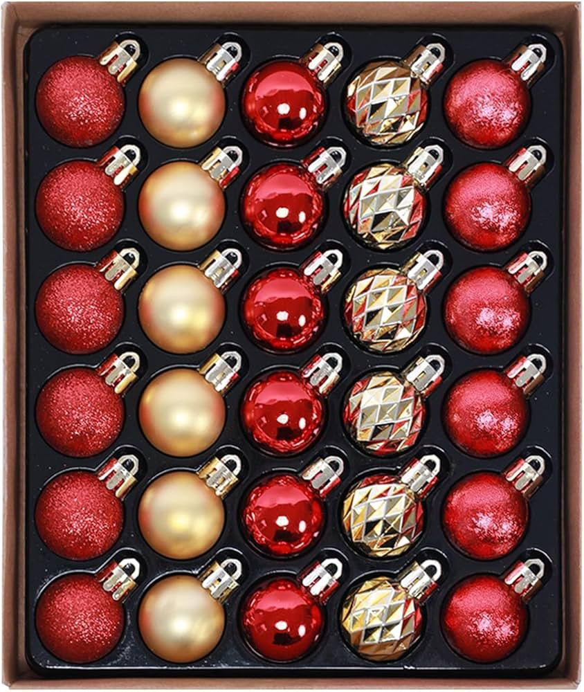 30ct Christmas Ornaments Tree Decorations Set-1.18 Inch Red Gold Shatterproof Decorative Hanging ... | Amazon (US)