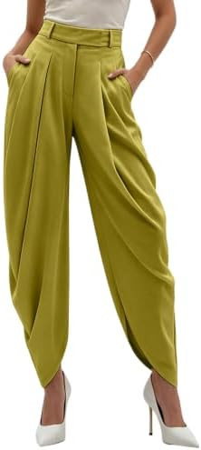 Unybwonn Women Dress Slacks Pants Casual Baggy Pleated Business Work Pants Wide Leg High Waisted ... | Amazon (US)