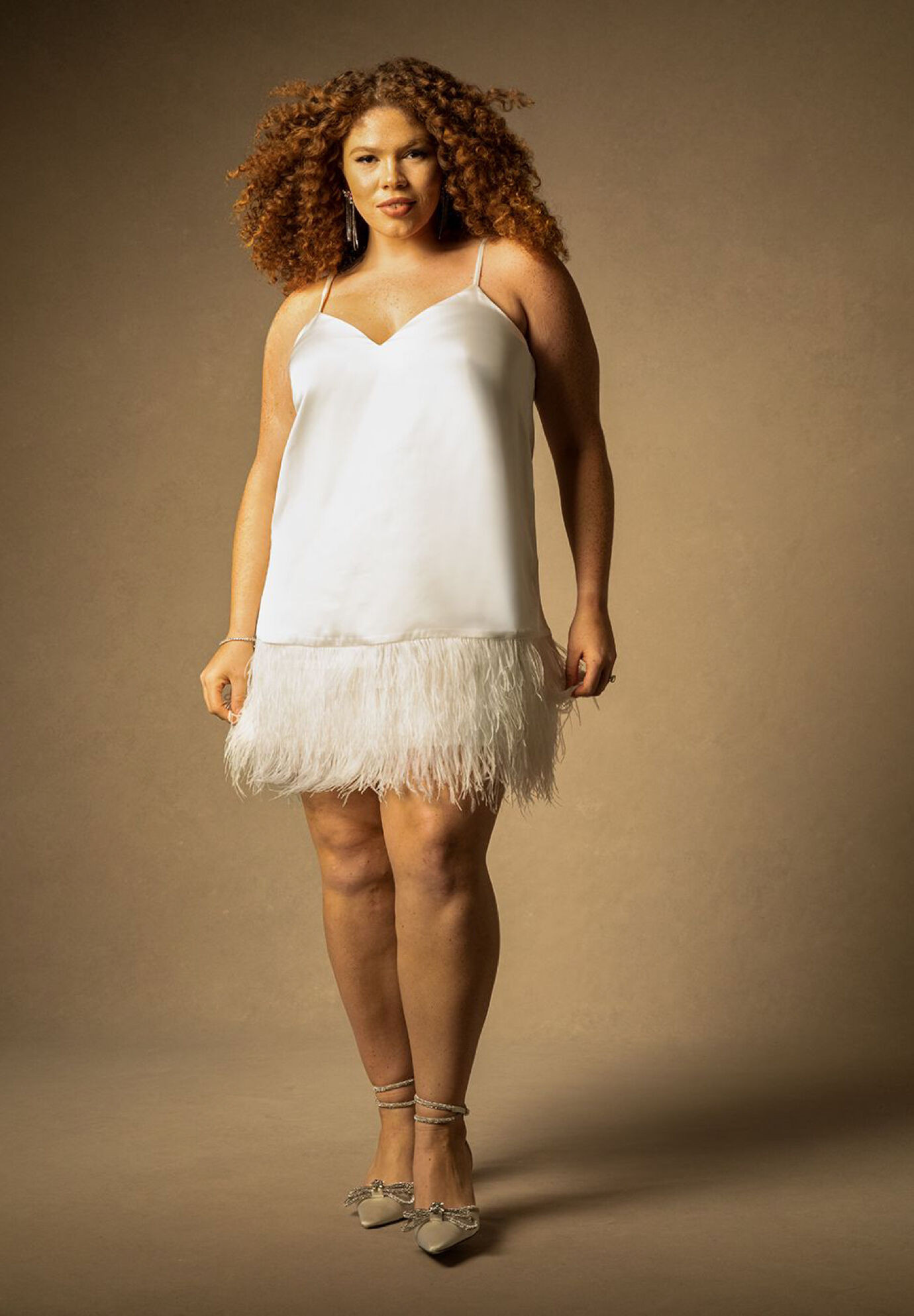 Bridal by ELOQUII Feather Hem Slip Dress | Eloquii