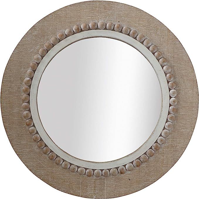 Creative Co-Op Round Decorative Wood Wall Mirror | Amazon (US)