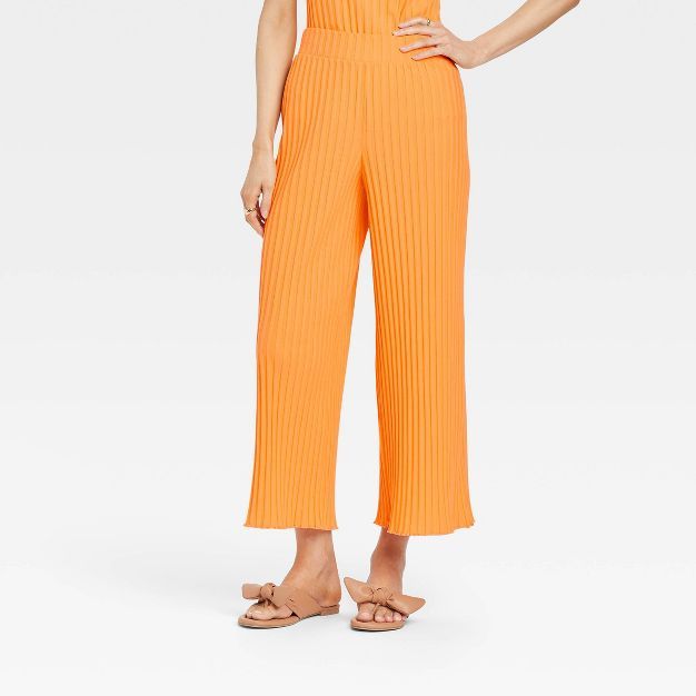 Women's High-Rise Wide Leg Ribbed Ankle Pants - A New Day™ | Target