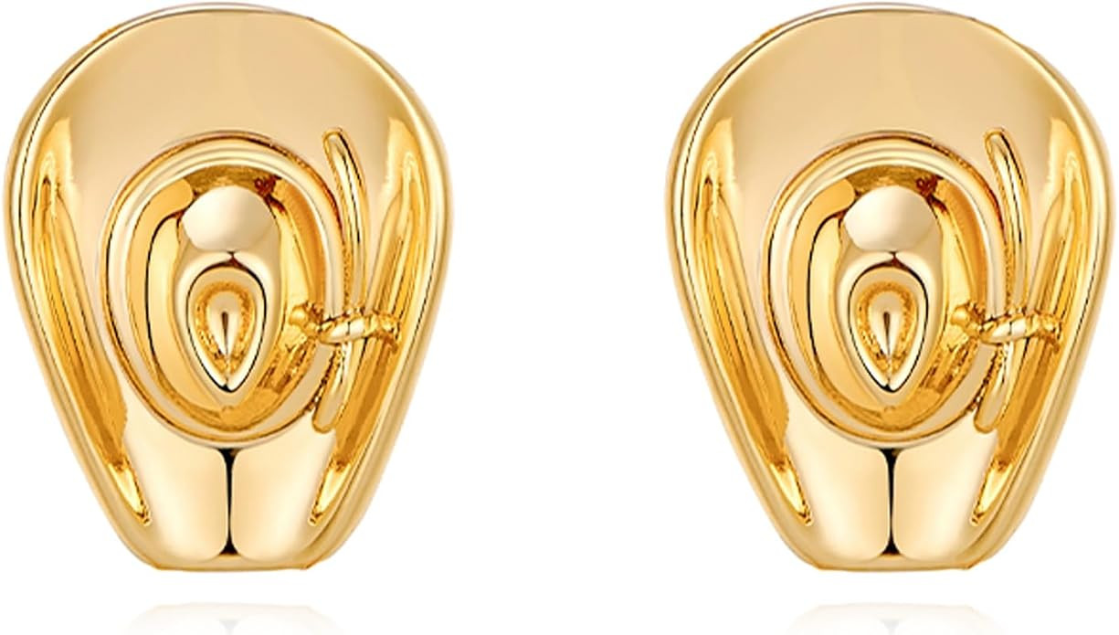 Western Cowgirl Earrings for Women - Vintage Gold Hat Bull Earrings, Country Concert Rodeo Jewelr... | Amazon (US)