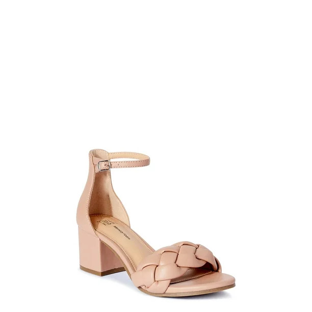 Time and Tru Women’s Braided Low Block Heel Sandals - Walmart.com | Walmart (US)