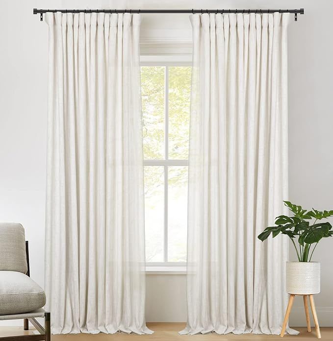 zeerobee Linen Curtains for Living Room/Bedroom Sheer Linen Curtains 63 Inches Long 2 Panels Set ... | Amazon (US)