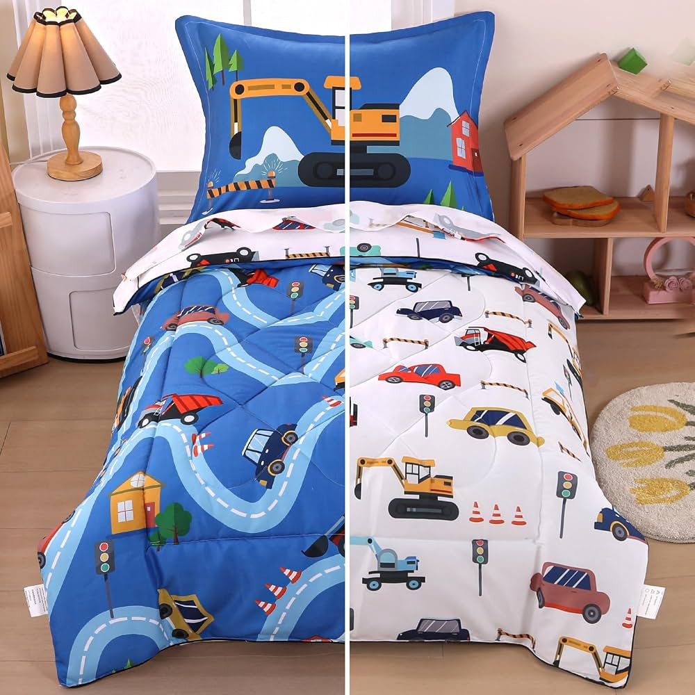 Wowelife Cars Toddler Bedding Sets for Boys and Girls 4 Pieces Cars Toddler Comforter Toddler Bed... | Amazon (US)