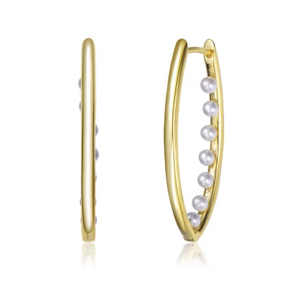 Guili 14K Gold Plated Pearl Hoop Earrings, Offering Timeless Elegance and a Sophisticated Look for Jewelry Enthusiasts on Any Occasion | Target