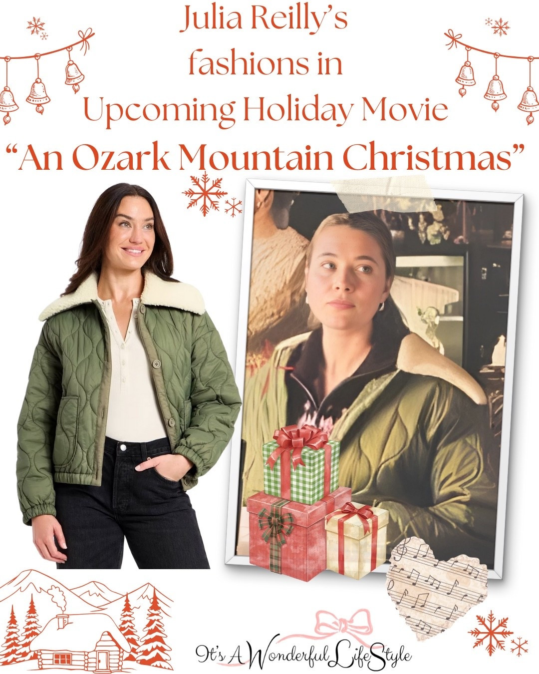 Snag Julia Reilly’s festive jacket from the set of the 2026 Great American Family movie “An Ozark Mountain Christmas”… perfect for a snow day and cozying up with hot cocoa and holiday cheer! 🎄✨

#LTKSaleAlert #LTKSeasonal