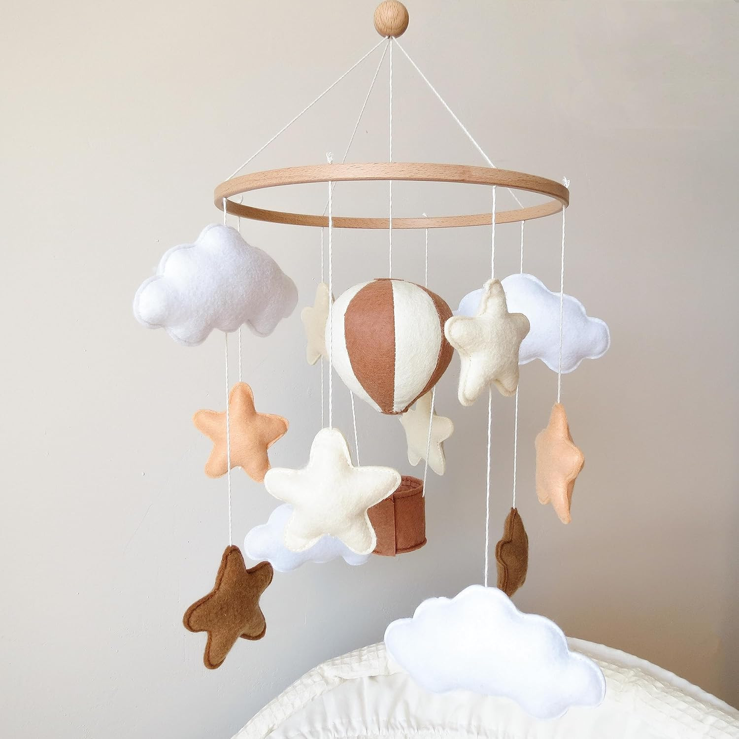 Neutral Crib Mobile Hot Air Balloon Baby Mobile for Crib Stars and Clouds Mobile Neutral Nursery ... | Amazon (US)