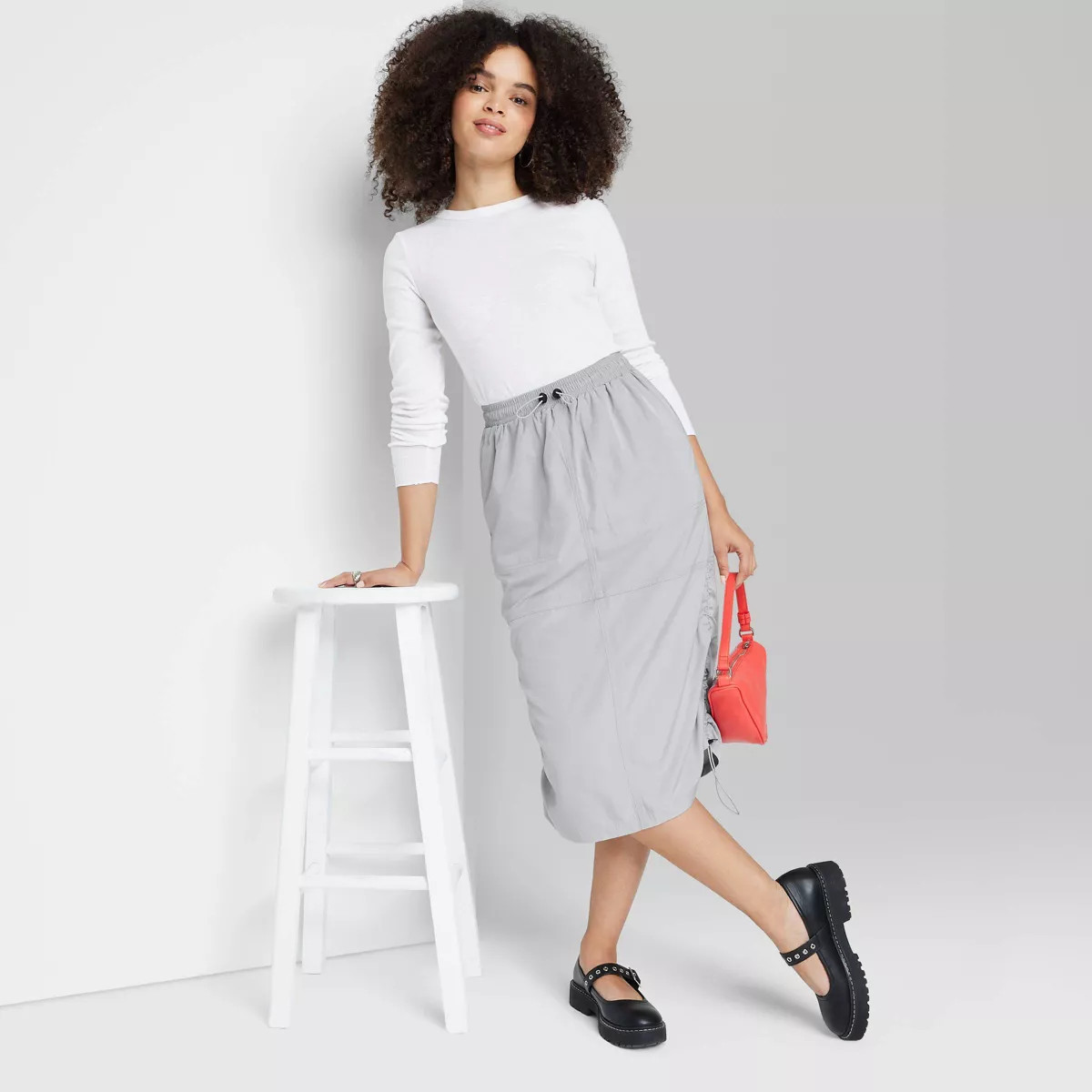 Women's Utility Midi Skirt - Wild Fable™️ Light Gray XXS | Target