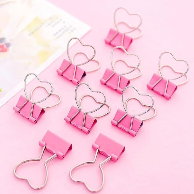 Pink Binder Clips, 10Pcs Pink Clip Heart Hollow Out Metal Binder Clips Notes Letter Paper Clip Of... | Amazon (US)