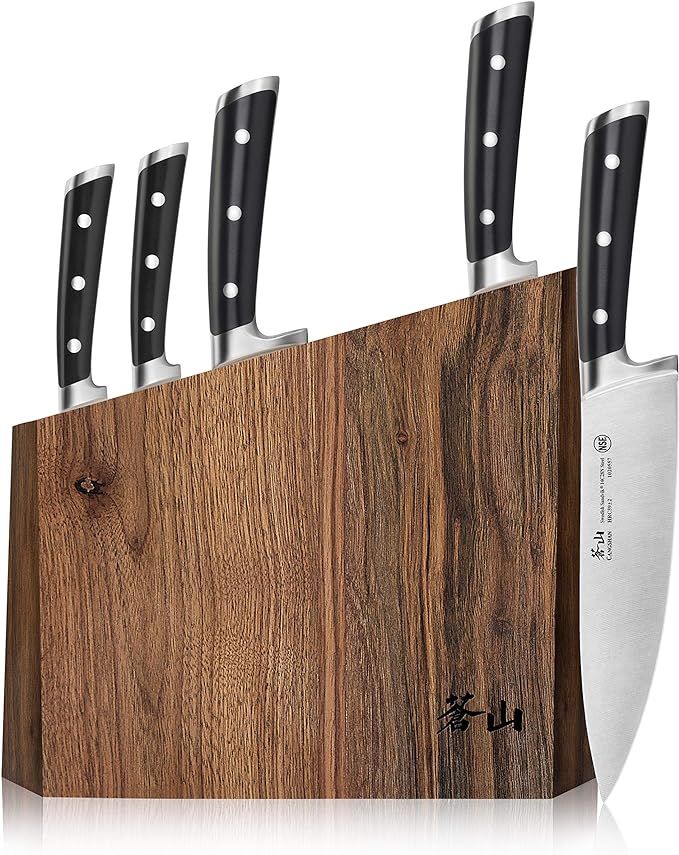 Cangshan TS Series 1024876 Swedish Sandvik 14C28N Steel Forged 6-Piece Knife Block Set, Walnut | Amazon (US)