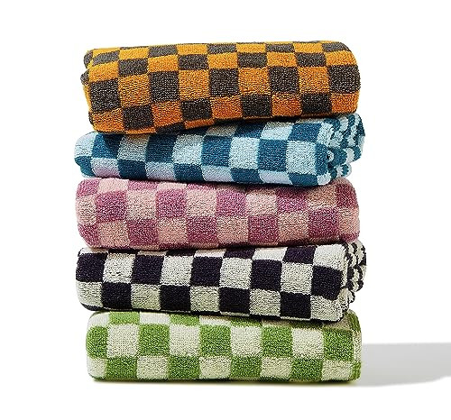 Hand Towels 5 Pack - Cotton Face Towels Soft, Absorbent, and Decorative Checkered Design for Bath... | Amazon (US)