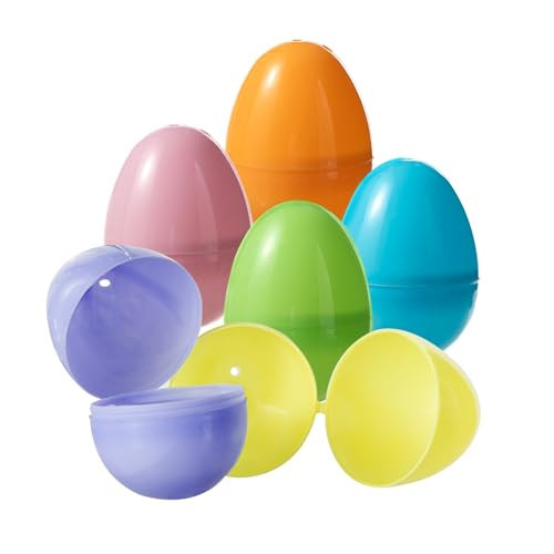 Glitzhome 90PCS Easter Eggs Ornaments - 6 Assorted Colors Plastic Egg for Tabletop Decorations, Easter Fillable Decorative Eggs Decor for Spring Home Party Decoration | Amazon (US)