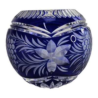 Cut To Clear Blue Glass Rose Bowl Bohemian Crystal Cobalt Blue Cut Glass  | eBay | eBay US