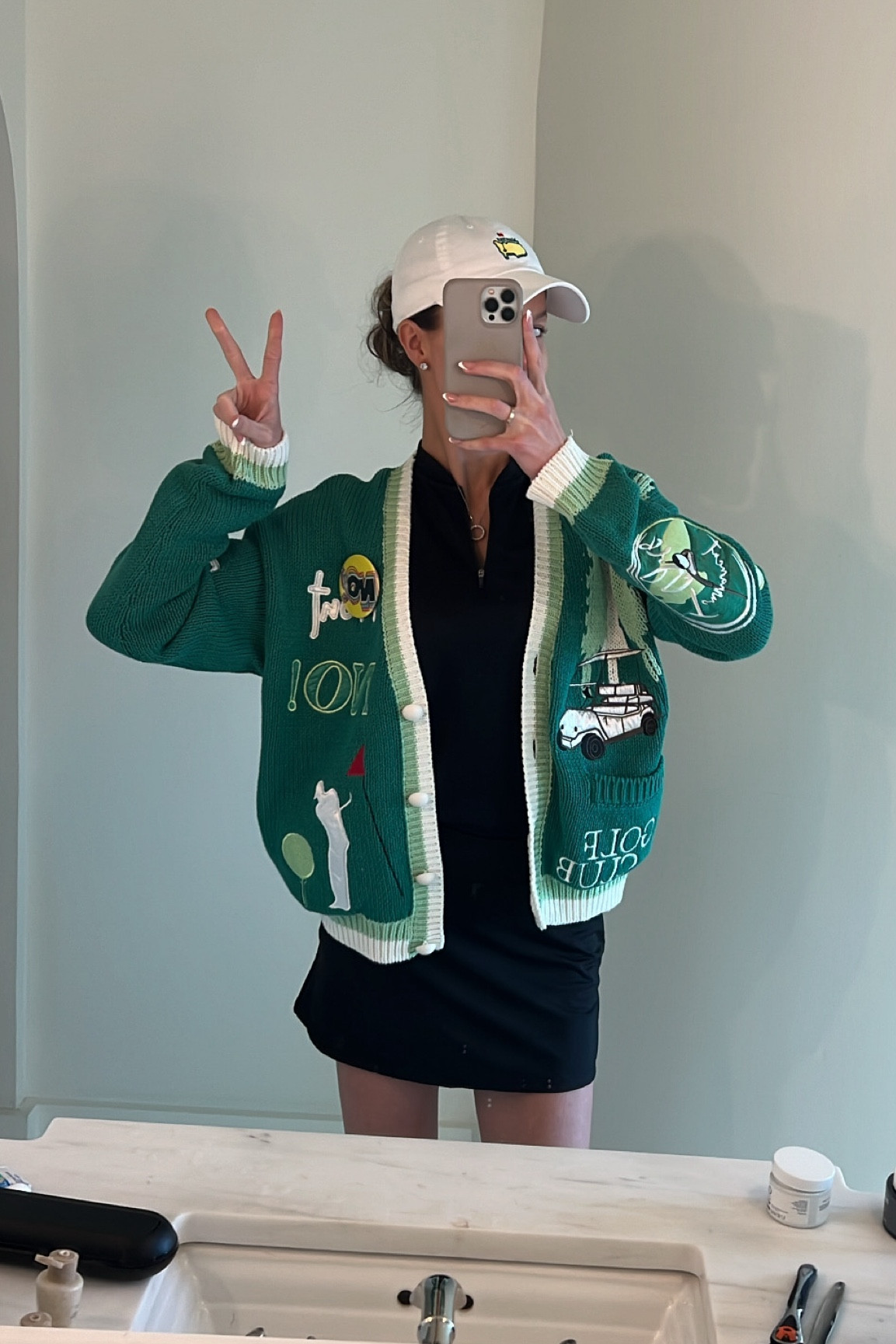 Golf outfit is from Amazon. Wearing a size small. I did splurge on the sweater from Revolve. This is a perfect masters outfit. #golf #masters 

#LTKfitness #LTKSeasonal #LTKstyletip