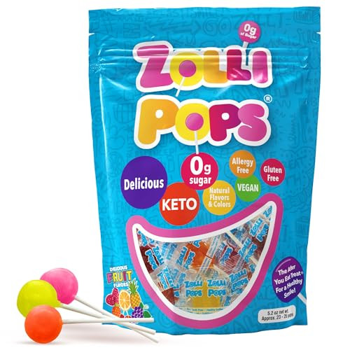 Zollipops Clean Teeth Lollipops, Anti Cavity, Sugar Free Candy for a Healthy Smile Great for Kids, Diabetics and Keto Diet, Natural Fruit Variety, 5.2oz (packaging may vary) | Amazon (US)