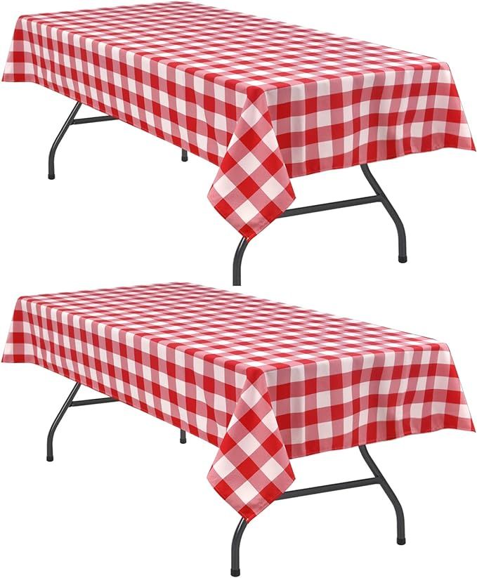 Hiasan Red and White Buffalo Plaid Tablecloth Waterproof, 2 Pack, 60 x 60 inch - Checkered Table ... | Amazon (US)